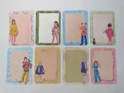 8pc Young Girls ATC Cards Tag Junk Journal Layered Ephemera Paper 2-1/2 x 3-1/2"