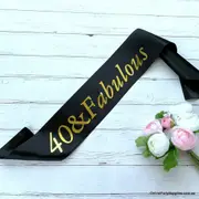 Black '40 & Fabulous' Birthday Party Sash