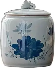Decorative Unique Crackle Pattern Ceramic Tea Storage Jar Hand Painted Lotus Sealed Jar Large Tea Warehouse Container