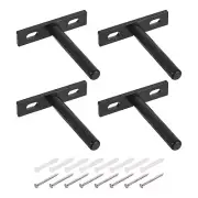 4Pcs 3 Inch Wall Mounting Floating Shelf Bracket Blind Shelf Support, Black