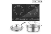 SOGA Dual Burners Cooktop Stove 30cm Stainless Steel Induction Casserole and 30cm Fry Pan
