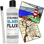 8oz Liquid Zinc Flux for Stained Glass, Soldering Work, Glass Repair and more - Easy Clean Up - Made in USA