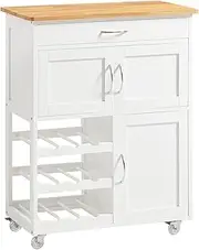 SoBuy Kitchen Trolley, Kitchen Island with Wine Racks, Portable Workbench, Serving Cart for Bar, Dining