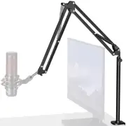 Desk Mic Stand, 360° Rotatable Overhead Mic Boom Arm Microphone Stands High R...
