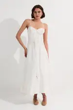 Petite Viscose Linen Corset Prom Dress