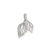 14K White Gold u0026 Real Diamond Leaf Pendant Slide