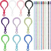 Tanstic 80Pcs 10 Colors Plastic Lobster Claw Clasps with 80pcs Ball Bead Chain, Plastic Lobster Clasp Ball Chain for Crafts, Keychain, Backpacks