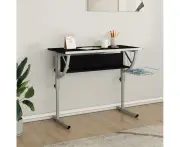 Adjustable Craft Desk in Black and Grey Engineered Wood and Steel with Storage Shelf