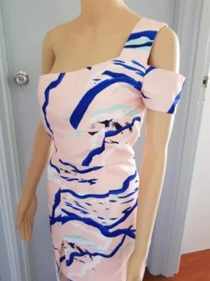 COOPER ST Size 8 Women 1 shoulder Beige Print Cocktail Dress BNWT RRP$195