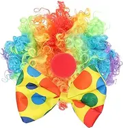 Party Clown Costume Kit Clown Wig Nose Bow Tie Set for Festival Cosplay Carnival