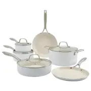 Denmark Monaco 10-Piece Non-Stick Stainless Steel Cookware Set White