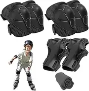 Kids Knee and Elbow Pads - 7 PCS Adjustable Protective Gear Set for Children, Includes Knee Pads, Elbow Pads, Wrist Pads and Cooling Towel, Perfect for Skateboarding, Roller Skating and Biking