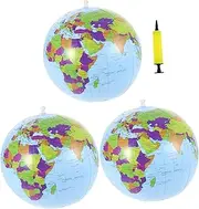 HANABASS 1 Set Inflatable Foldable World Globe with Pump Educational Geography Tool for Portable for Home School Office Party Decorations Present Option for Learning
