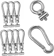 TOKIDNY 8 Sets Track Mount Eyelet Hooks Versatile Kayak and Rv Awning Accessories with Spring Loaded Snap Hooks for Easy Installation and High Load Capacity