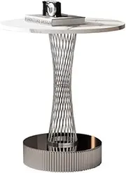 Side Table Small End Table with Metal Base, Small Side Table for Small Spaces, Small Nightstand Bedside Table, Small Round Edge Tables Bedroom, Small Coffee Table End Tables Living Room Meeting Room,