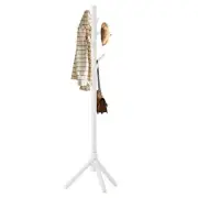 Coat Rack Stand, Standing Coat Rack with 8 Hooks and 3 Height Options, White
