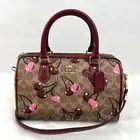 Coach Rowan Satchel Bag In Signature Canvas With Cherry Print Gold/Tan CY692