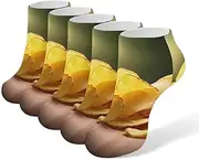 [LPSADGF] Potato Chips Socks Low Cut Ankle Sock Athletic Running Low Cut Socks Thin Soft Ankle Socks Unisex, White, One Size Short, White, One Size Short