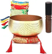 Tibetan Singing Bowl Set — Meditation Sound Bowl Handcrafted in Nepal, Long Lasting Sound for Deep Calming Relaxation, Meditation, and Sound Bowl Healing | Includes Mallet & Cushion(5")