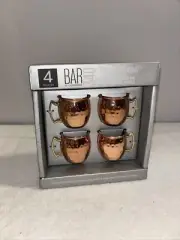 4 Mini Moscow Mule Hammered Copper Shot Glasses Bar Party Wedding Gift NIB