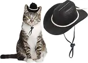 AWOCAN Dog Cowboy Hat Cat Cowboy Hat Pet Cowboy Costume Mini Cowboy Hat for Dogs Cat Holiday Halloween Pet Party Decoration (Black-style3, Small)