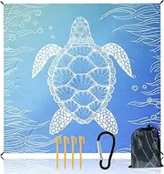 Beach Blanket, 79" x 83" Extra Large Beach Mat for 4-7 Adults, Lightweight Picnic Blanket with 4 Stakes, Waterproof Sandproof Oversized Beach Mat for Beach Outdoor Travel Camping Hiking