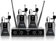 Pro UHF 4 Channel Wireless Microphone System with Lapel Lavalier Mics, UHF Bodyp