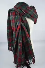 NWT! YSL Saint Laurent Extra Long Tartan Stole Scarf Alpaca Mohair Red Plaid