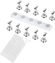 Rstigiker 2 Boxes of Nail Display Standwith 1 box of Clay Glue,Magnetic Nail Art Stand Acrylic Nail Practice Holder for Painting Nails Fake False Home Art Salon Use Nail Practice Base (Silver)