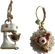 Betsey Johnson Goldtone Stand Mixer & Cherry Pie Slice Baby Cakes Drop Earrings