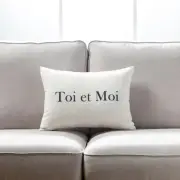 Toi Et Moi Text On White With Microgel Feather Like Insert Pillow