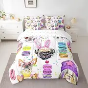 Feelyou Dog Full Comforter Set with Sheets Kids Cute 3D French Bulldog Dogs Bed in a Bag for Boys Girls Teens Pink Animal Themed 7 Pieces Bedding Set Puppy Dogs Bed Set Room Decor Toddler