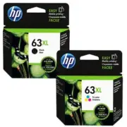 2 HP Genuine - 63XL BLACK + 63XL COLOR Ink Deskjet 3630/3632/2131/Envy 4520/4523