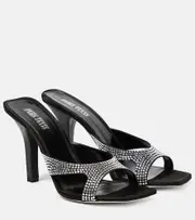 [Paris Texas] Paris Texas Kate embellished satin mules AU 7 black