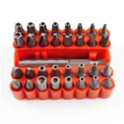 ToolTreaux Chrome Vanadium Steel Security Bit Set Magnetic Extension Holder 33pc