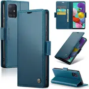 CaseMe Samsung Galaxy A51 Folio Wallet Case Cover Side Closure A515 [Blue]