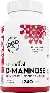 New! D-Mannose 1000mg w Cranberry [HIGH Potency] Urinary Tract Treatment, Bladder Control, Kidney Cleanse & UTI Support. 100% Natural Detox. Plus Hibiscus & Dandelion.