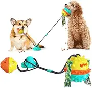 Dog Toy Chew Toys for Aggressive Chewers,Treat Toy,Suction Cup Tug of War Toy with 2 Food Dispensing Balls, Interactive Puzzle Ball Teeth Cleaning, Molar Balls, Chase and Fetch - for Medium Large Dogs-1pc