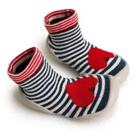 在飛比找Yahoo奇摩購物中心優惠-法國 Collegien 手工襪鞋 愛心條紋 (20-25)