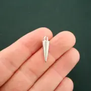 BULK 50 Spike Drop Pendant Charms Silver Tone 3D - SC6418