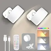 Wall Lights 2 Pack, LED Wall Sconces with Remote, USB Rechargeable Wall Mounted Lights, Wireless Wall Lights, 16 Colors LED Wall Sconces Dimmable, Cordless Wall Mount Lamp for Picture