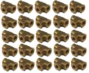 25 PACK BRASS FORGED REDUCING TEE FITTING 1/2 X 1/2 X 3/8 FEMALE NPT FNPT WOG