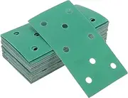 X AUTOHAUX Sandpaper Hook & Loop Sanding Sheets 7.09Inch x 3.74Inch Green 50 Pcs P240 Rectangular Flocking 8 Hole Efficient Grinding and Polishing