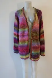 NWT Womens Wildfox Multicolor Rainbow Chunky Knit Cashmere Cardigan Sweater M