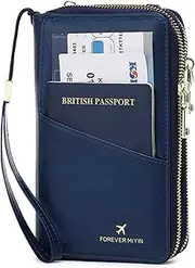 [NQQNQQ] US-B Passport Wallet, RFID Blocking Passport Holder Large Capacity, Lightweight PU Document Organizer for Women (Royal Blue)