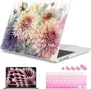 Mektron Designed for Newest MacBook Air 15 INCH M2 Chip A2941 Case 2023 Release 15.3" Liquid Retina Display with Touch ID Cover, Plastic Hard Shell with Keyboard Cover,Watercolor Dahlias