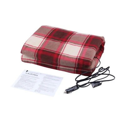 Red Plaid 12V Heated Travel Blanket