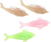 CLISPEED Nail Surface Cleaning Brush 4pcs Animal Nail Brush Set for Manicure Cleaning Random Color