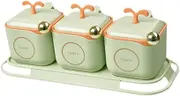 Leefasy Condiment Jars Sugar Bowl Dustproof with Holder Tray with Lids And Spoons