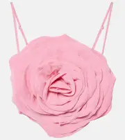 [Blumarine] Blumarine Floral-appliqué gabardine crop top AU 12 pink